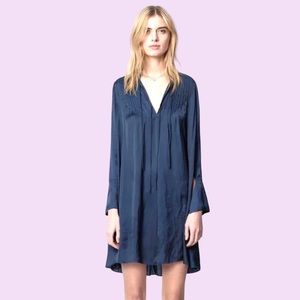 ZADIG & VOLTAIRE Raika Satin Short Dress In Blue Size M